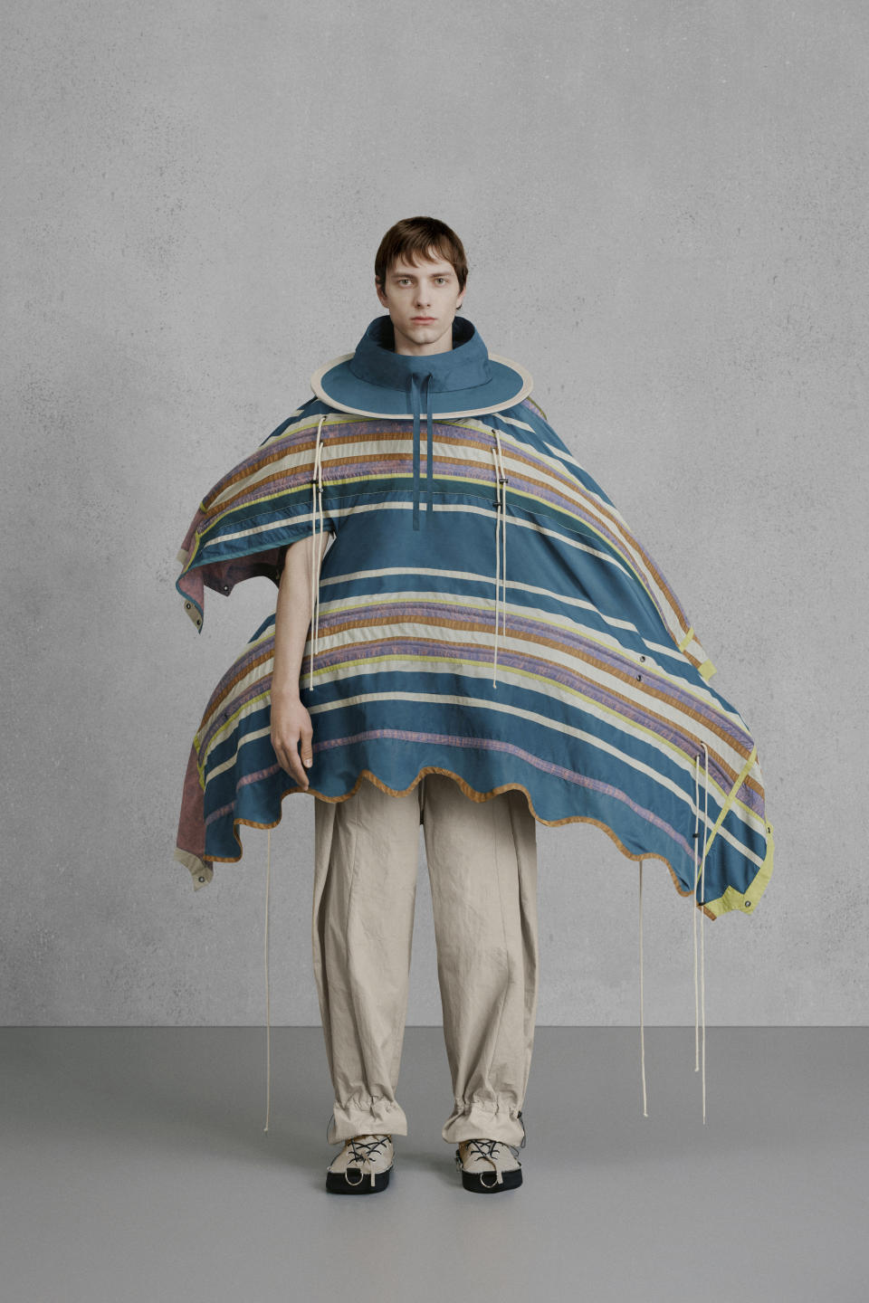 An awning-inspired look from Craig Green’s spring 2024 collection