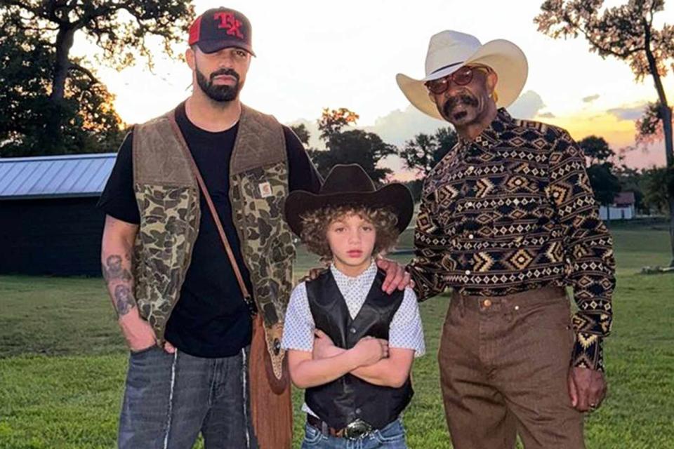 <p>Drake/Instagram</p> Drake with his dad and son Adonis.