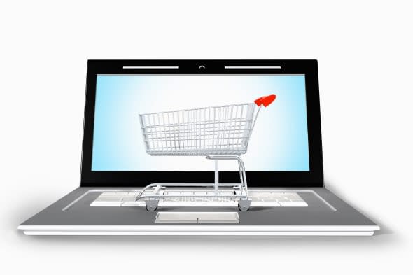 Shopping cart on laptop