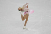 <p>Japan’s Sakoto Miyahara performs during the team ladies single skating training at the 2018 Winter Olympics in Gangneung, South Korea, Saturday, Feb. 10, 2018. (AP Photo/Bernat Armangue) </p>