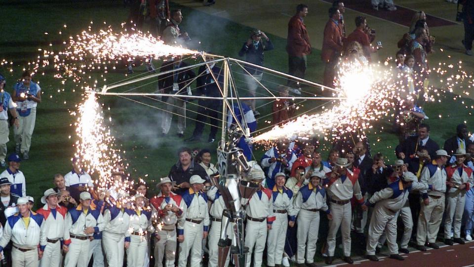 1/10/2000. The sparkling Hills Hoist during the closing ceremony. Day 16. 2000 Olympic Games. Sydney Olympics.