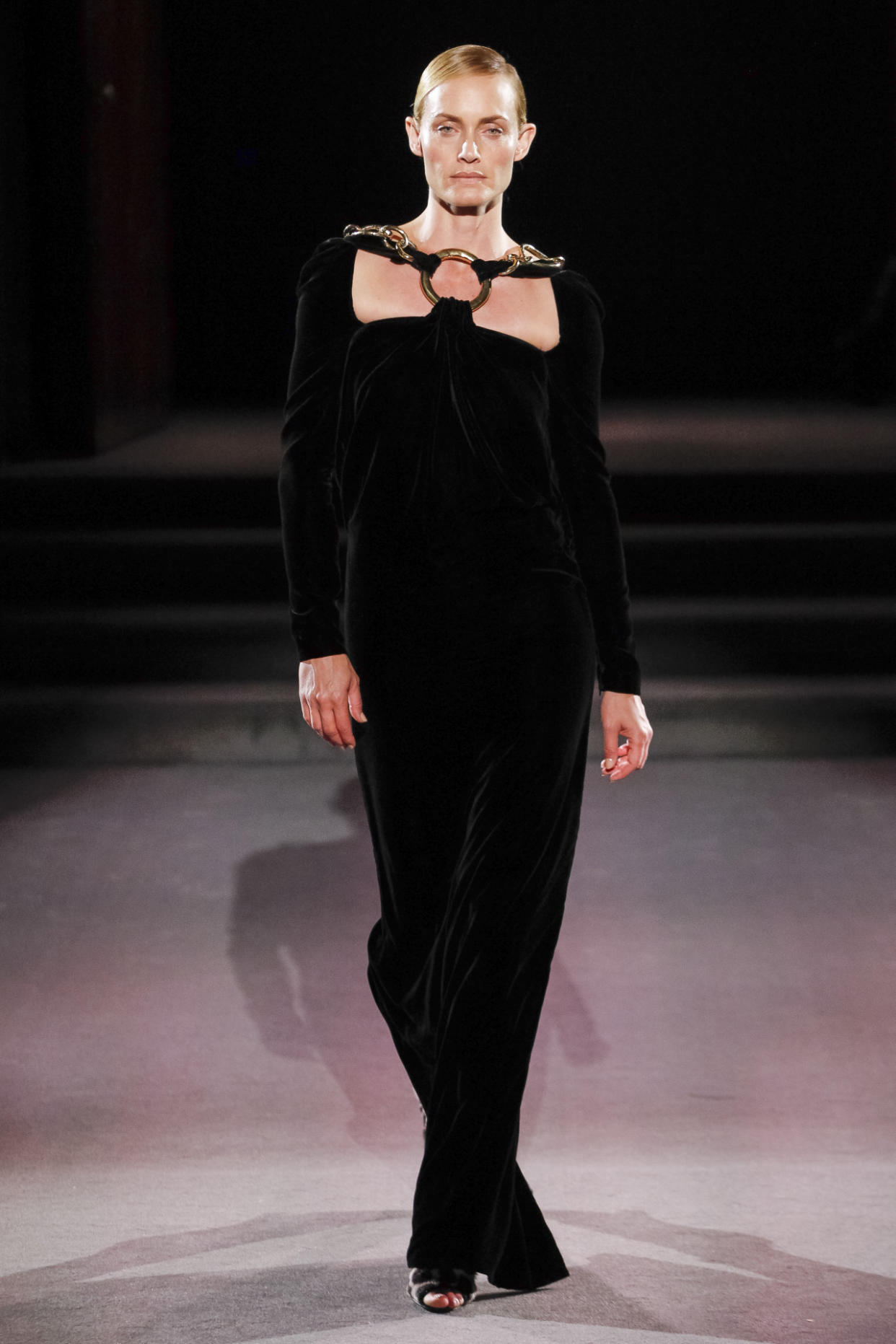 Amber Valletta, 42, on the Tom Ford runway. (Photo: Courtesy of Tom Ford)