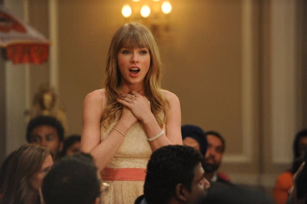 <p> Taylor Swift guest-stars on the "New Girl" Season 2 finale as Elaine in a scene reminiscent of her song "Speak Now." The episode, titled "Elaine's Big Day," aired on May 14, 2013.</p><p>FOX Image Collection via Getty Images</p>