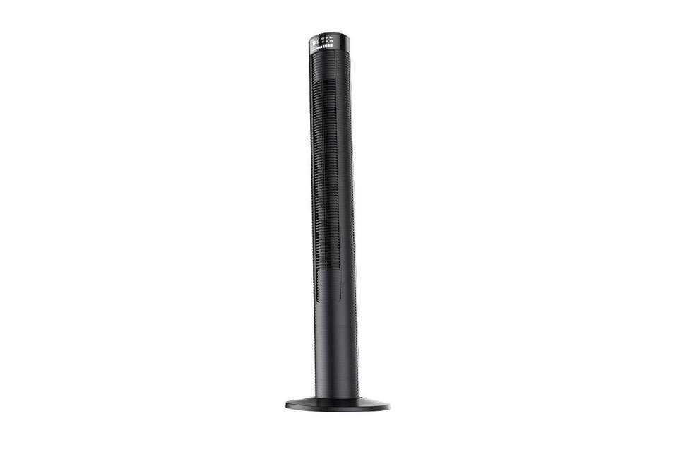 The tall, slender, black Goldair Platinum Smart Wi-Fi Tower Fan, $149