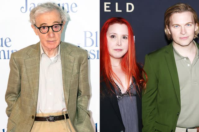 <p>Bertrand Rindoff Petroff/Getty; Bruce Glikas/Getty</p> Woody Allen; Dylan and Ronan Farrow