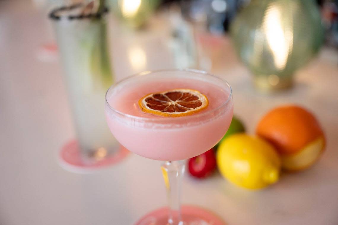 Cabana Club offers specialty cocktails such a Pink Flamingo. The new Palm Springs-inspired cocktail lounge and eatery in Downtown Commons gave a sneak peek Wednesday, Aug. 7, 2024.