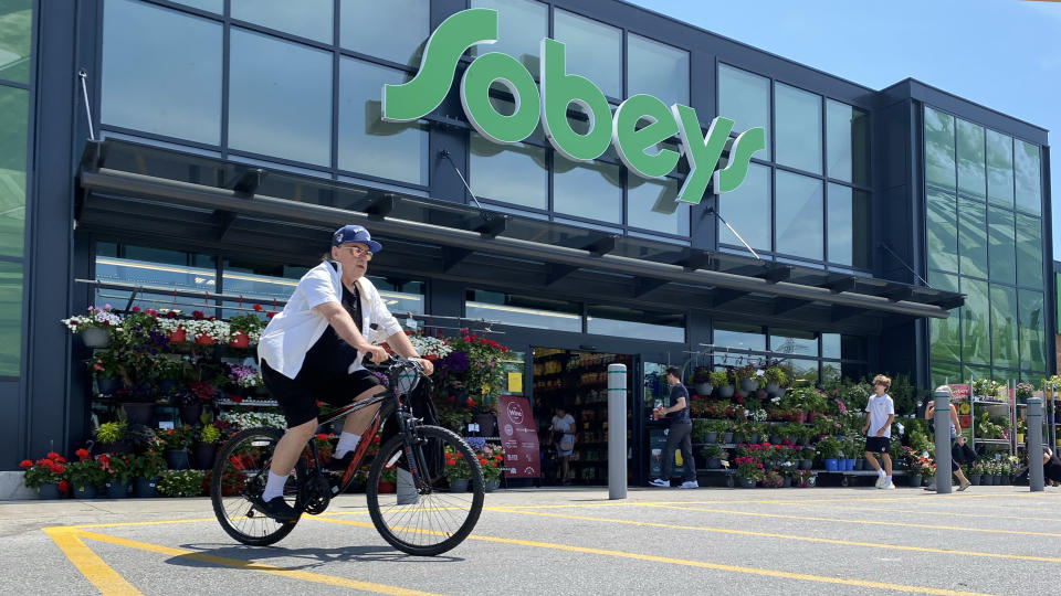 Shoppers are seen at a west-end Toronto Sobeys grocery store, Sunday, June 26, 2023. THE CANADIAN PRESS/Graeme Roy