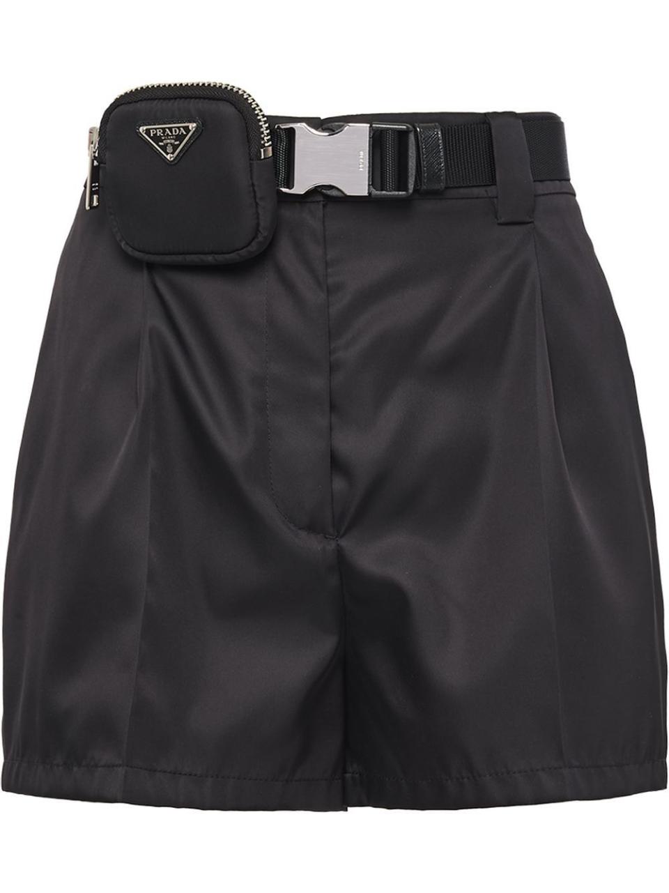 Logo-Pouch Belted Shorts