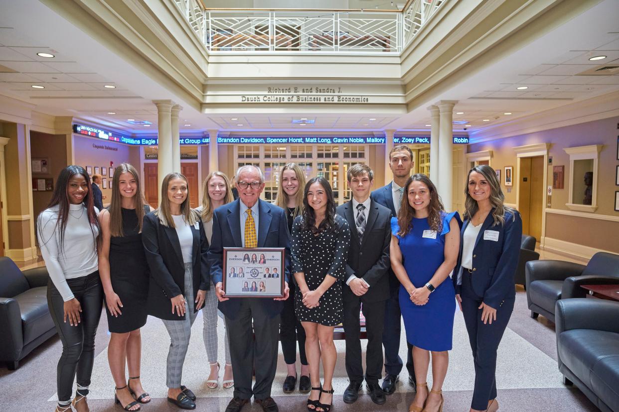 Pictured are the 10 students from Ashland University’s Dauch College of Business and Economics received recognition and a scholarship as they were chosen as Emerson Scholars for the 2022-23 academic year.