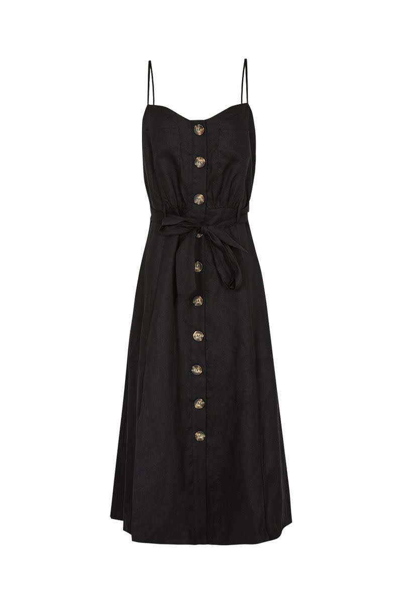 Reiss Linen Black button Up Summer Dress £165