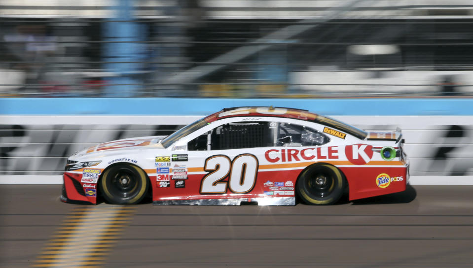 Matt Kenseth drives down the front straightaway during practice for the NASCAR Cup Series auto race at Phoenix International Raceway, Friday, Nov. 10, 2017, in Avondale, Ariz. (AP Photo/Ralph Freso)