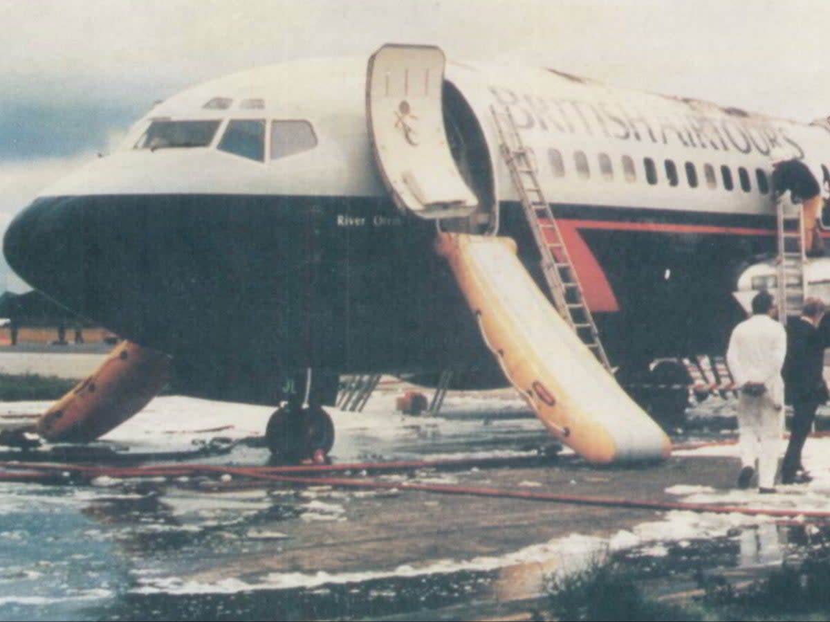 Scene of tragedy: the British Airtours Boeing 737 in which 55 people died at Manchester airport (AAIB)