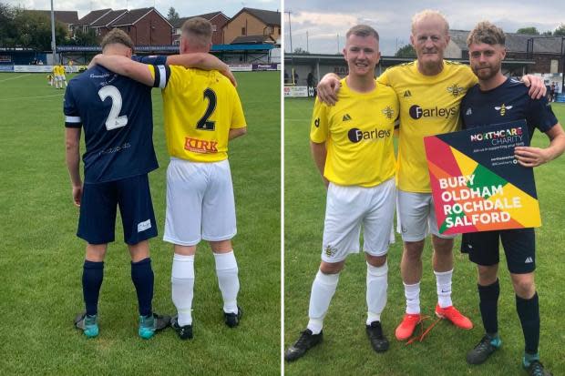 Sam Geddes, Colin Hendry, and Dylan Kiss, at the charity match on Sunday