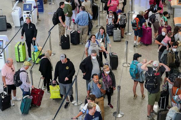 PHOTO: Passengers are seen at the Delta Air Lines check in area before their flights at Hartsfield-Jackson Atlanta International Airport in Atlanta, June 28, 2022. (Elijah Nouvelage/Reuters)