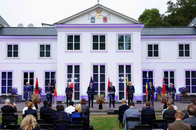 Press conference after a working dinner for NATO leaders, in The Hague