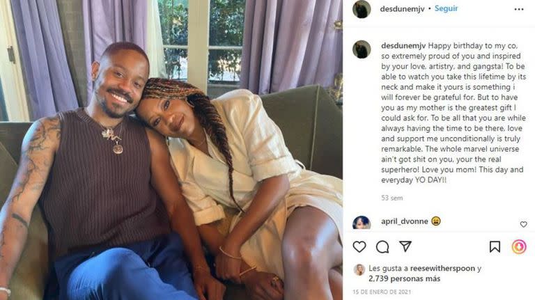 El hijo de Regina King le dedicó un tierno mensaje en sus redes sociales