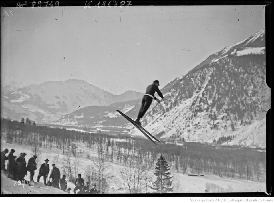 Einar Landvik, Nordic skier from Norway, competes in the first-ever Winter Olympics in Chamonix, France, in 1924.