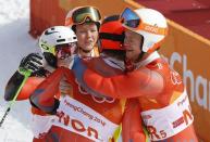 Alpine Skiing - Pyeongchang 2018 Winter Olympics - Team Event - Yongpyong Alpine Centre - Pyeongchang, South Korea - February 24, 2018 - Norway's team celebrates winning bronze. REUTERS/Leonhard Foeger