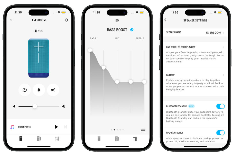 O aplicativo UE Boom é onde todas as configurações do Everboom estão disponíveis. 