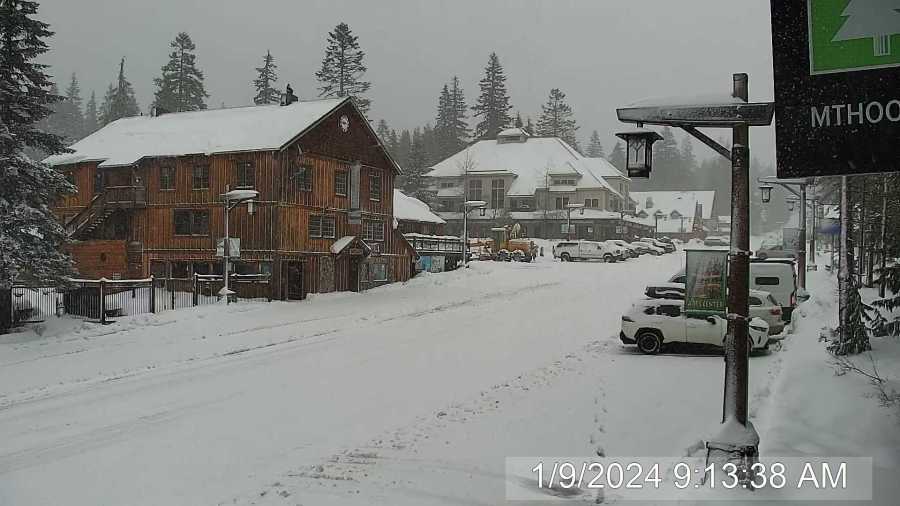 Developing blizzard conditions in Government Camp on January 9, 2024. (KOIN 6 weather cam)