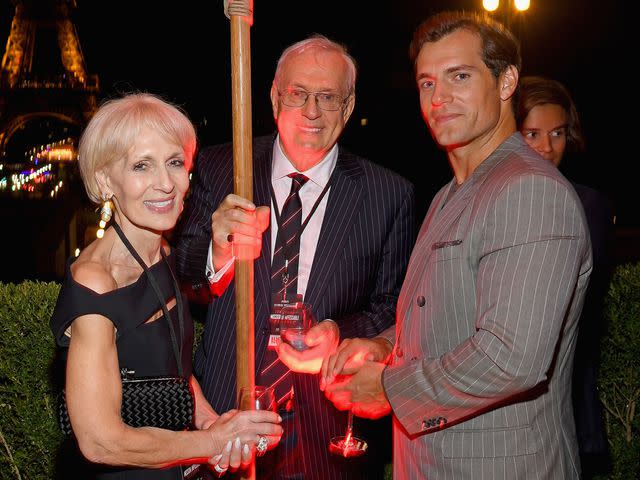 <p>Pascal Le Segretain/Getty</p> Henry Cavill and his parents Marianne and Colin Cavill at the cast reception following the global premiere of 'Mission: Impossible - Fallout' on July 12, 2018 in Paris, France.