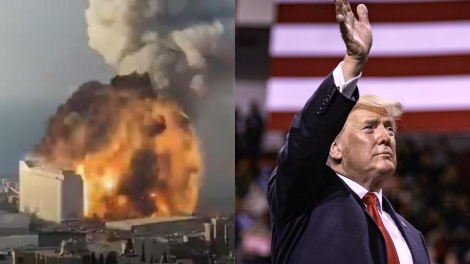 黎巴嫩發生大爆炸，美國總統川普說可能是恐攻。（翻攝自YouTube／川普臉書）