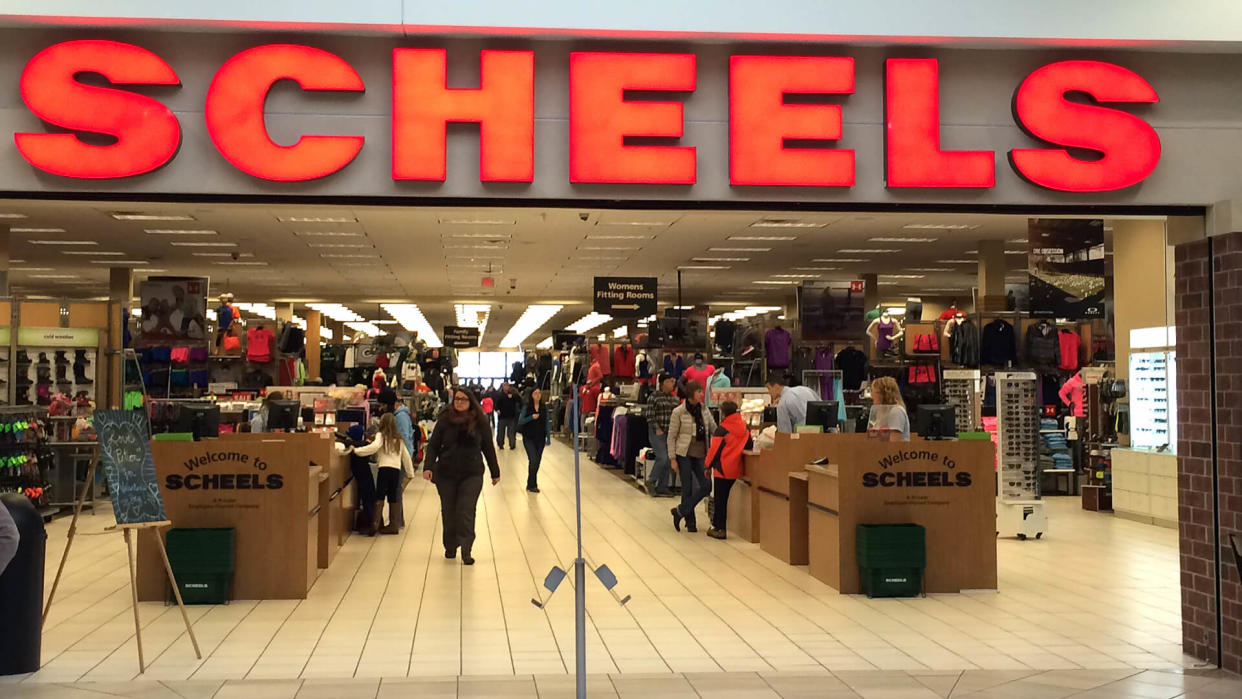 RIVER FALLS,WISCONSIN-FEBRUARY 09,2016: The Scheels sign and retail store.