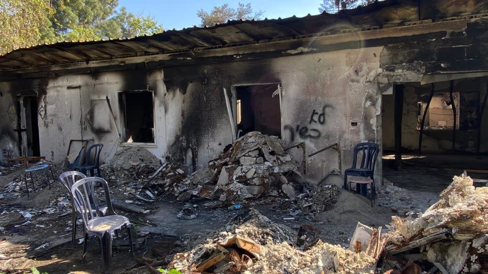 The remains of Bitton's nephew's home in Nir Oz, after it was targeted by Hamas militants. - Yuval Bitton