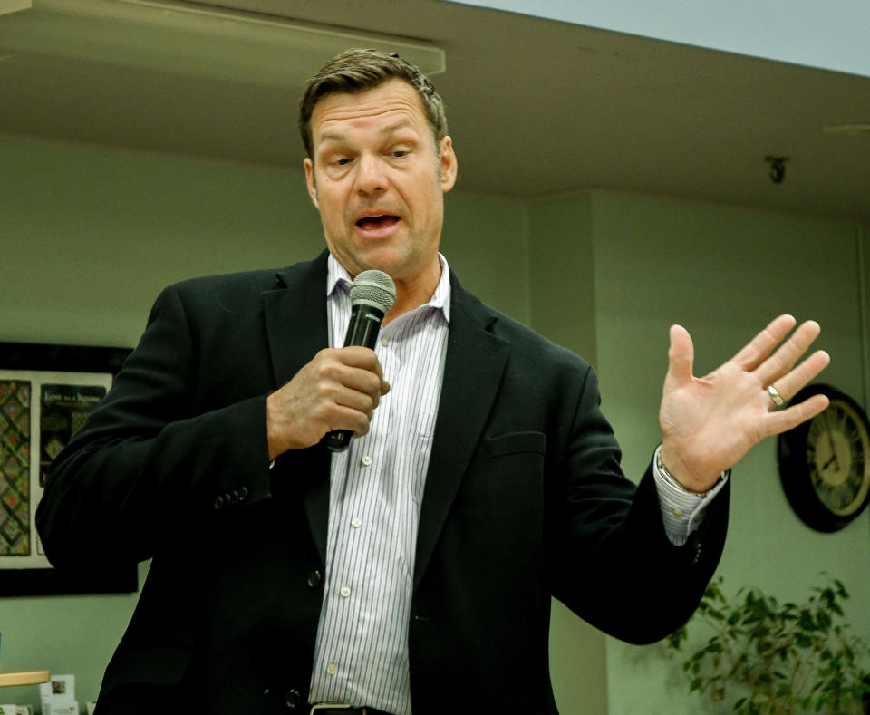 Kansas Secretary of State Kris Kobach had indicated the Department of Homeland Security would take over the work of the voter fraud commission. (Photo: Mark Reinstein via Getty Images)