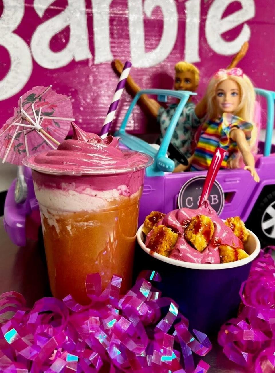 For the “Barbie” movie, Crank and Boom will have a a Malibu Cocktail, left, and Dreamhouse Sundae.