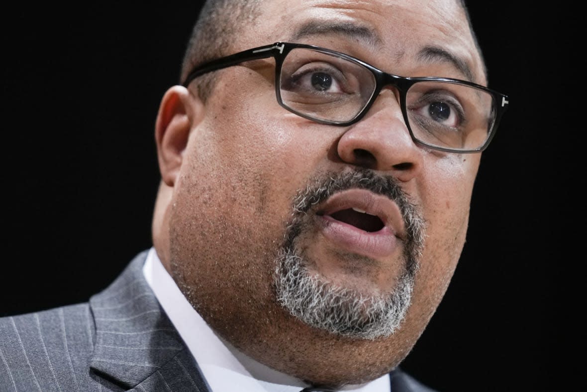 Manhattan District Attorney Alvin Bragg participates in a news conference in New York, Tuesday, Feb. 7, 2023. (AP Photo/Seth Wenig, File)