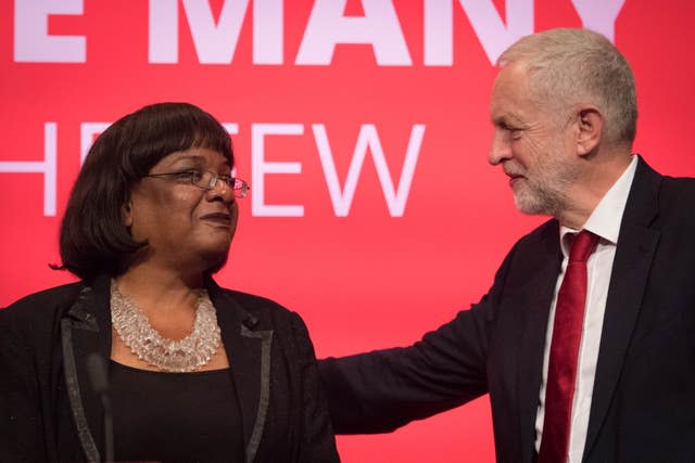 Diane Abbott with then Labour leader Jeremy Corbyn at the Labour Party conference 