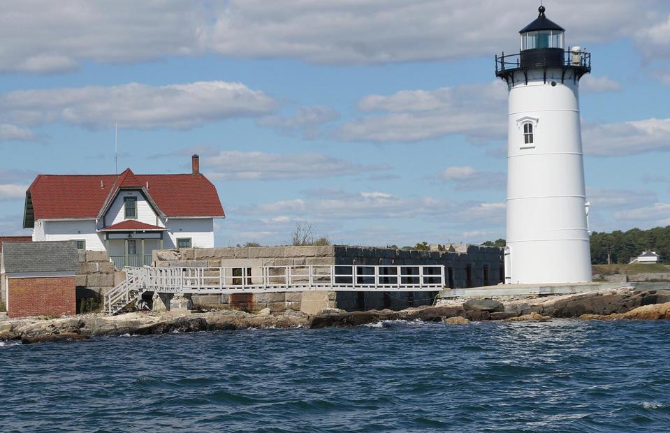 The iconic 1878 Portsmouth Harbor Lighthouse at Fort Point, New Castle, site of Fort Constitution, formerly Fort William and Mary or "The Castle." The light is now managed by the nonprofit Friends of Portsmouth Harbor Lighthouses.