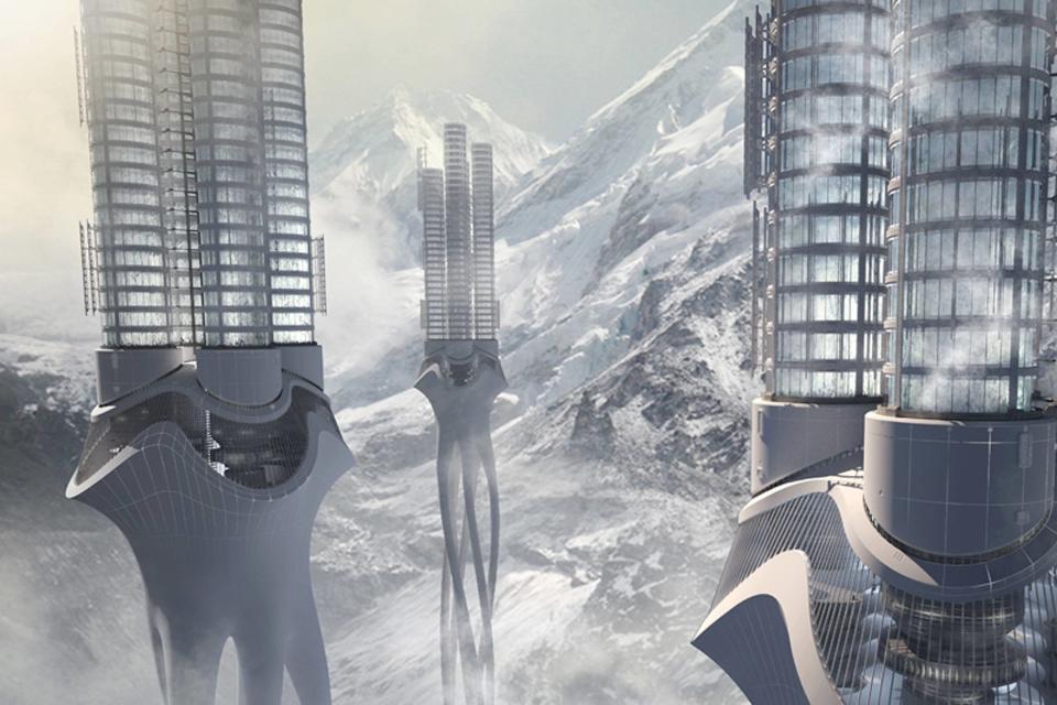 Revolutionary Himalaya Water Tower Designers Zhi Zheng, Hongchuan Zhao and Dongbai Song win first place in a skyscraper competition for their revolutionary water tower concept. Their proposal for the Himalaya Water Tower involves a skyscraper that sits high in the Himalaya Mountain range surrounded by fresh water. As glaciers within the region melt away due to climate change, the skyscraper collects, stores and distributes fresh water to residents in the villages far below. The skyscraper can also collect water during the rainy season and freeze it, which will not only provide water for current residents but will also store water for future generations. China - March 2012 Mandatory Credit: Images courtesy of www.evolo.us Supplied by WENN.com