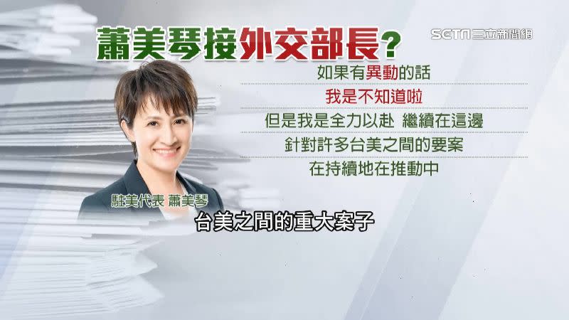 蕭美琴表示，仍會全力以赴推動台美之間的重大案子。