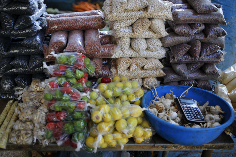 Local vegetables are on display for sale at a food shop in Havana, Cuba, Thursday, Nov. 8, 2018. Entrepreneurs from the United States’ agricultural sector have arrived in Cuba to promote business between the two countries. (AP Photo/Desmond Boylan)