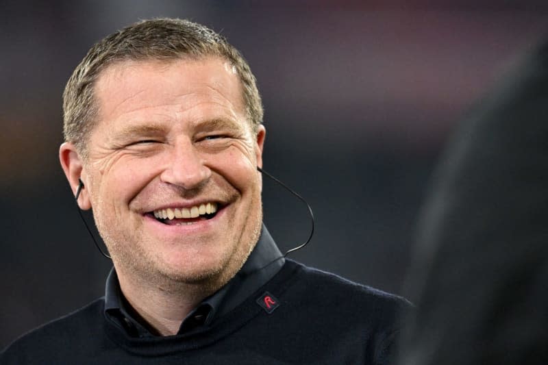 Bayern Munich sporting director Max Eberl laughs during an interview ahead of the UEFA Champions League round of 16 second leg soccer match between FC Bayern Munich and S.S. Lazio at Allianz Arena. Sven Hoppe/dpa