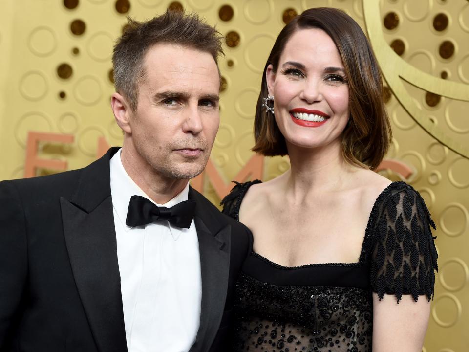 Sam Rockwell and Leslie Bibb at the red carpet of the 2019 Emmys.