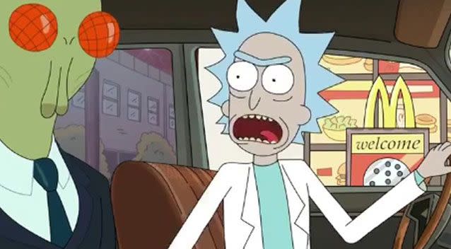 The promotional sauce became in demand after it was featured in cult cartoon Rick and Morty in April. Picture: Adult Swim