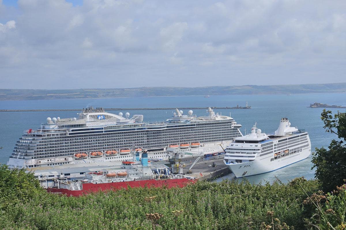 Regal Princess (left) and Regent Seven Seas Maniner at Portland Port <i>(Image: Zoe Ayton)</i>