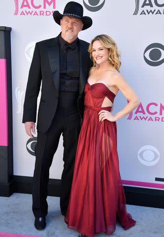 <p>Frazer Harrison/Getty</p> Trace Adkins and Victoria Pratt at the 52nd Academy of Country Music Awards