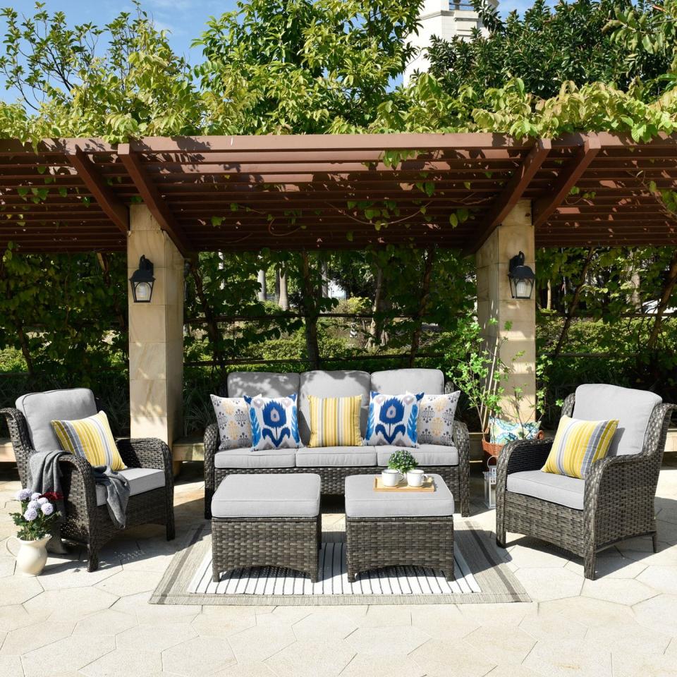 3) Five-Piece Rattan Patio Conversation Set