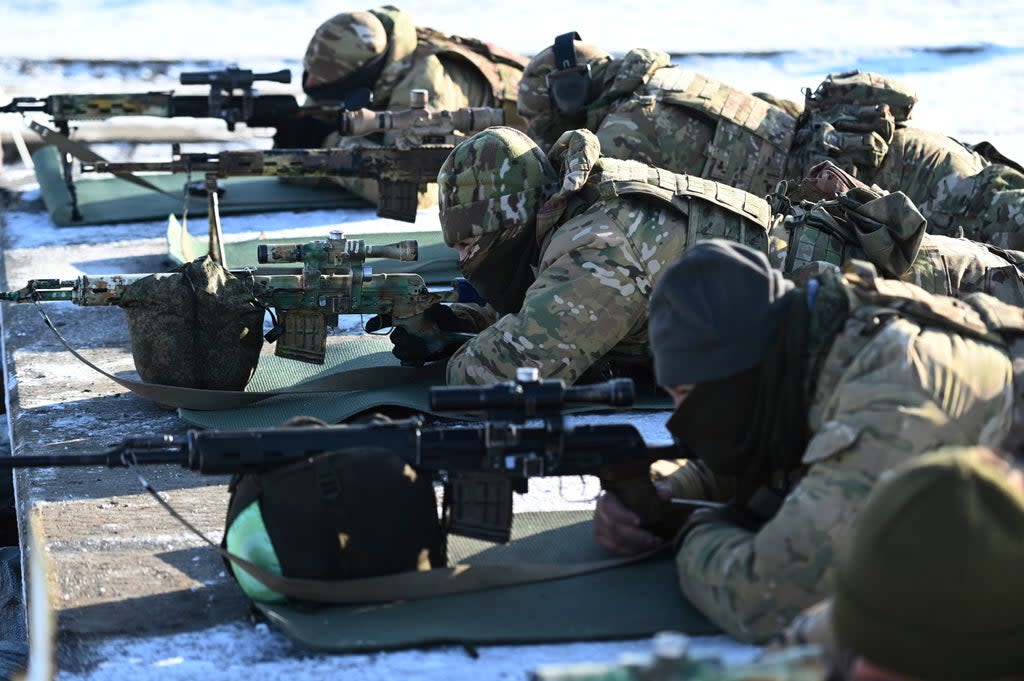 File photo: Russian soldiers take part in drills in the Rostov region in southern Russia, 13 January 2022 (AP)
