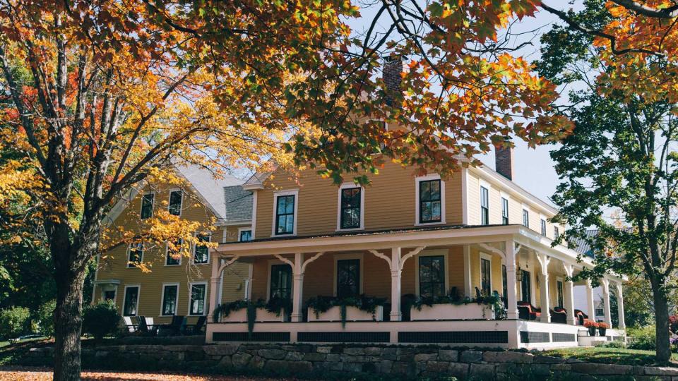 Autumn exterior of Pickering House Inn, voted one of the best hotels in the world