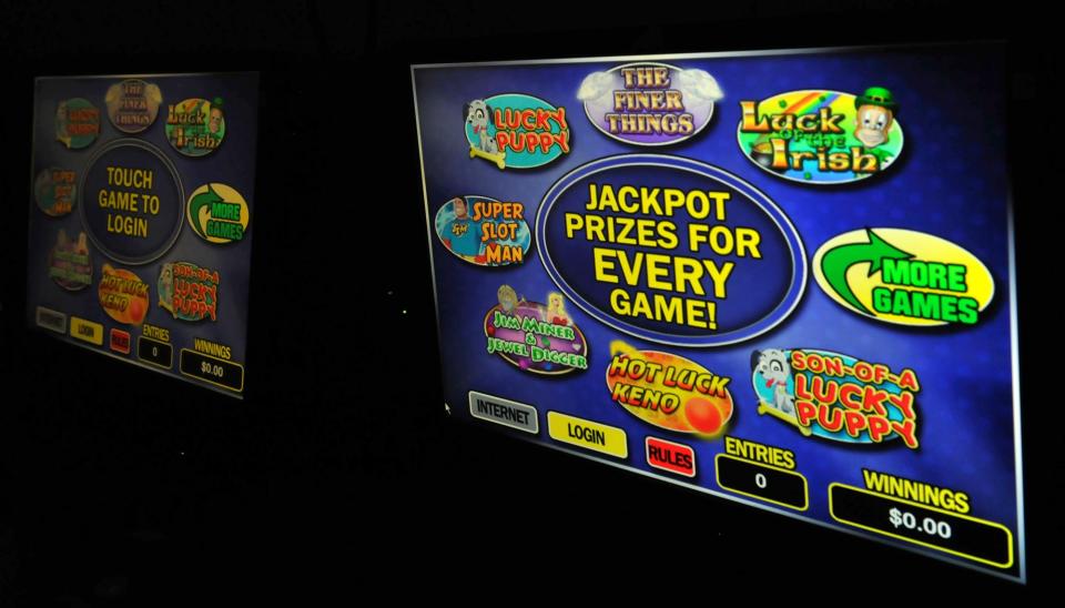 A video sweepstakes gambling terminal in Sanford in 2012. That game may have been legal in 2012, but would be illegal now. The legislature is considering legalizing this and other types of gambling to raise money for higher education and youth sports.