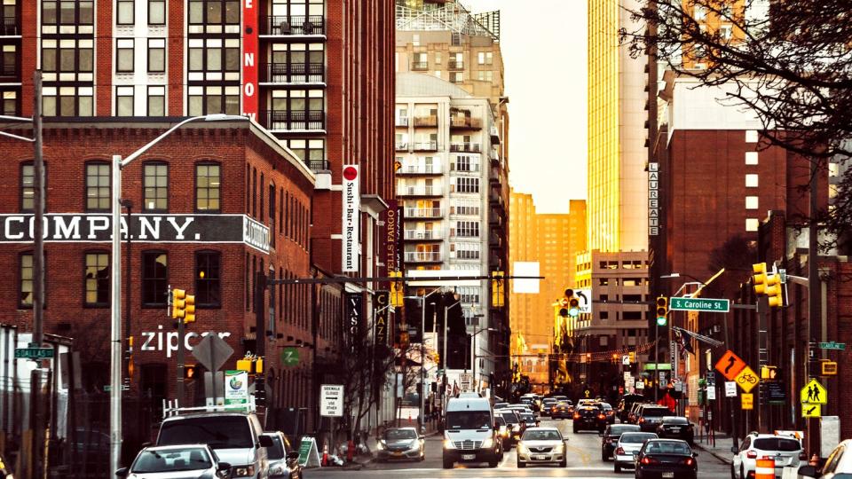 view of busy street in baltimore