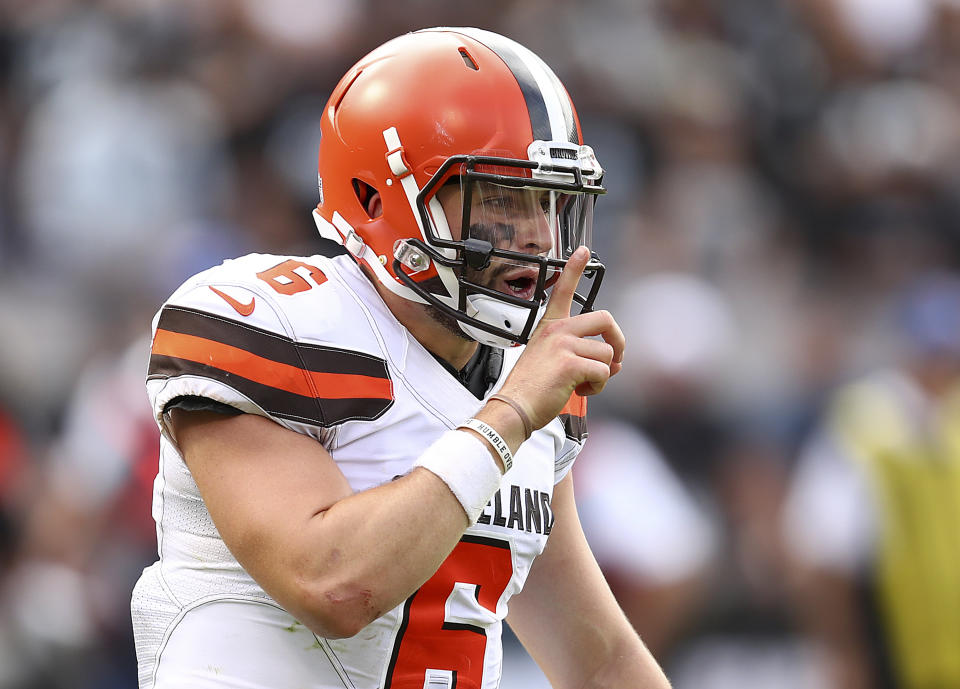Cleveland Browns quarterback Baker Mayfield could make anyone with him in their fantasy lineup happy in Week 6. (AP Photo/Ben Margot)