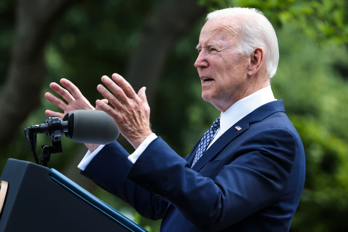 President Biden speaks in the White House Rose Garden (For The Washington Post)