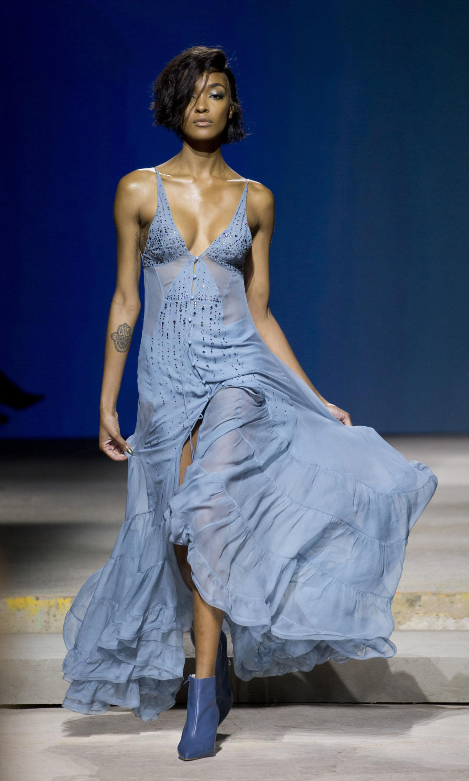 Jourdan Dunn looked stunning in a pastel blue gown. [Photo:Getty]