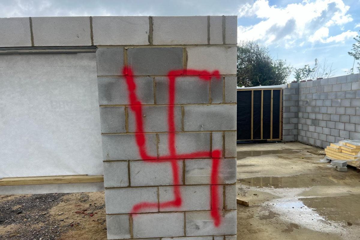 Offensive graffiti sprayed on a man's property <i>(Image: Sussex News and Pictures)</i>